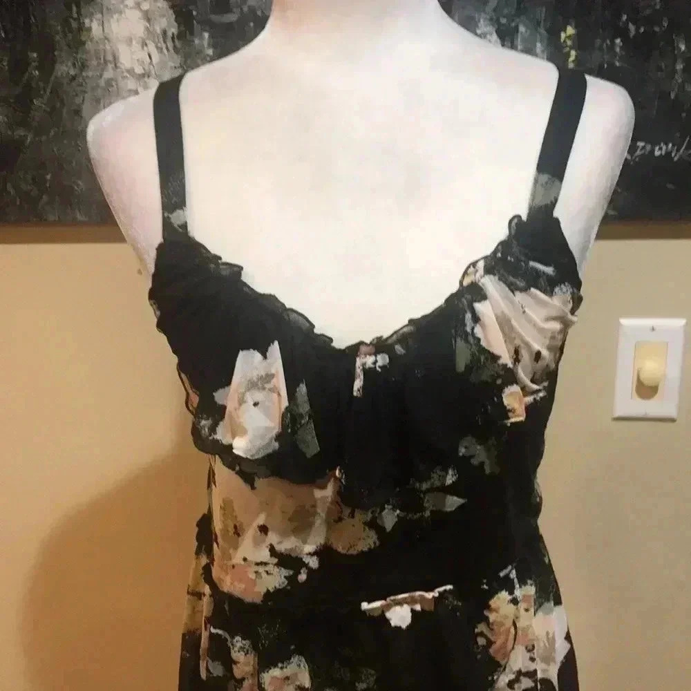 American Rag Floral Ruffled Adjustable Strap Layered Wrap Hem Camisole Top-L - Picture 5 of 13